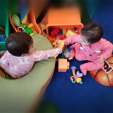 infants sharing toy